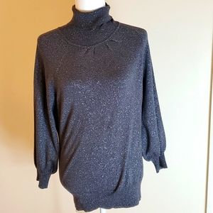 Express size large Gray and silver sparkle thread turtleneck sweater